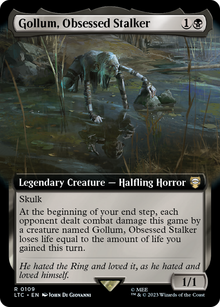 Gollum, Obsessed Stalker (LTC-109) - Tales of Middle-earth Commander: (Extended Art) Foil | Grognard Games