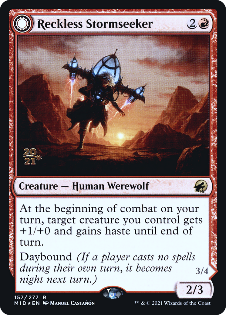 Reckless Stormseeker // Storm-Charged Slasher [Innistrad: Midnight Hunt Prerelease Promos] | Grognard Games