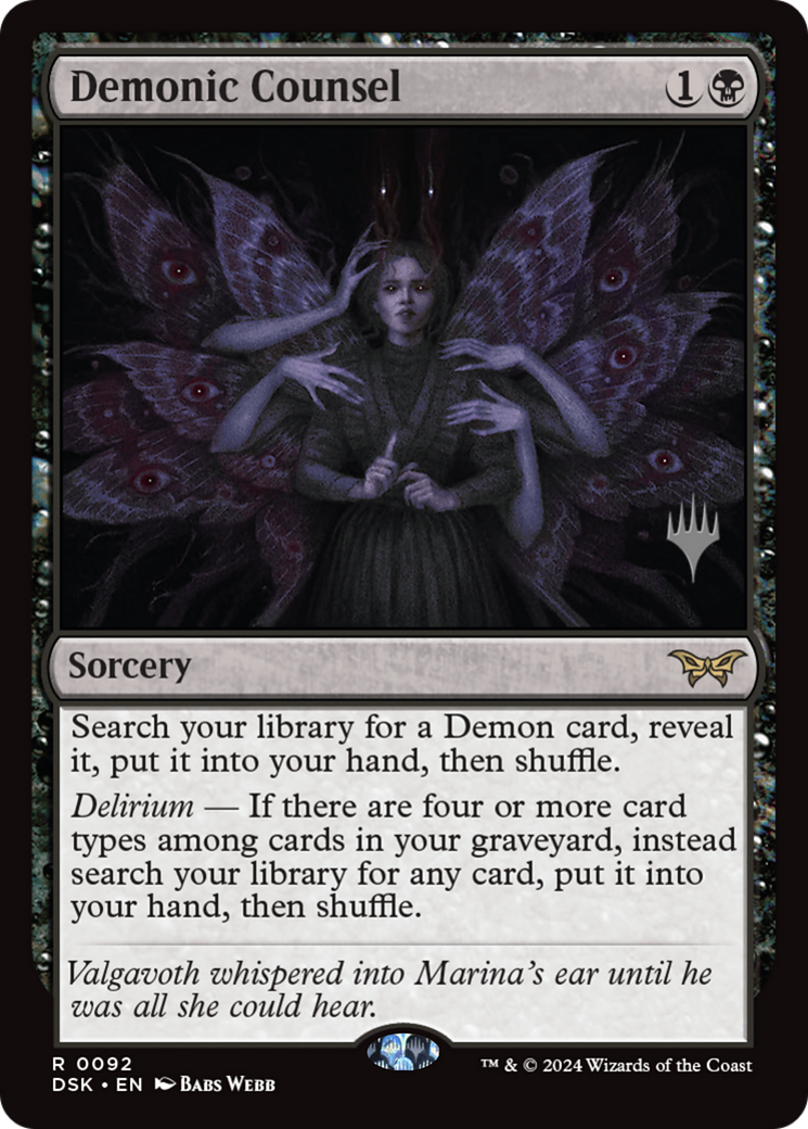 Demonic Counsel (Promo Pack) [Duskmourn: House of Horror Promos] | Grognard Games