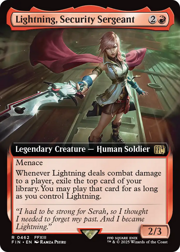 Lightning, Security Sergeant (Extended Art) (FIN-462) - FINAL FANTASY Foil | Grognard Games