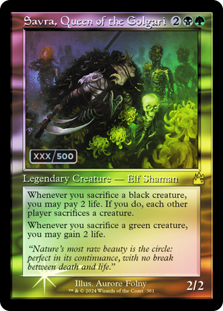 Savra, Queen of the Golgari (Retro) (Serialized) [Ravnica Remastered] | Grognard Games