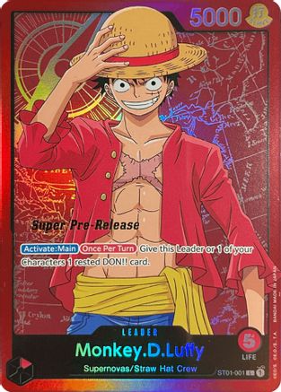 Monkey.D.Luffy (001) (ST01-001) - Super Pre-Release Starter Deck 1: Straw Hat Crew Foil | Grognard Games