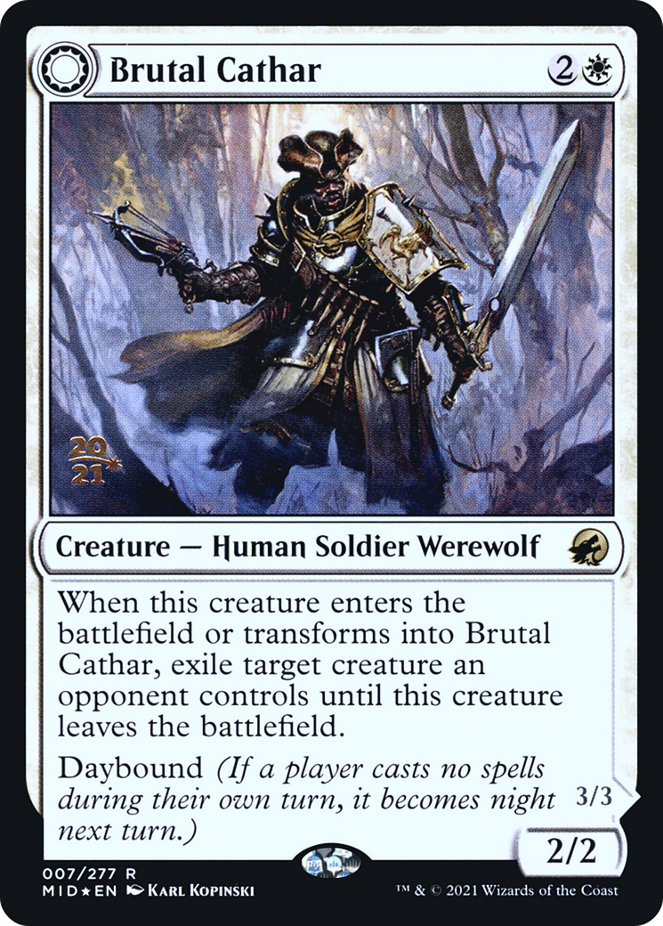 Brutal Cathar // Moonrage Brute [Innistrad: Midnight Hunt Prerelease Promos] | Grognard Games