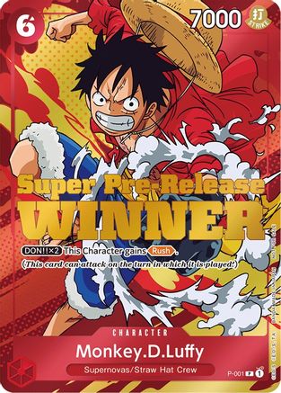 Monkey.D.Luffy (Super Pre-Release) [Winner] (P-001) - One Piece Promotion Cards Foil | Grognard Games