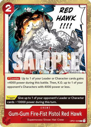 Gum-Gum Fire-Fist Pistol Red Hawk (OP01-026) - Romance Dawn Foil | Grognard Games