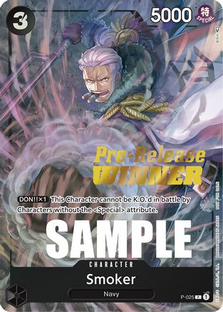 Smoker (Pre-Release) [Winner] (P-025) - One Piece Promotion Cards Foil | Grognard Games