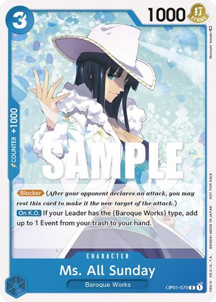 Ms. All Sunday (Promotion Pack 2023) (OP01-079) - One Piece Promotion Cards | Grognard Games