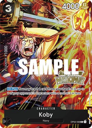 Koby (Offline Regional 2023) [Participant] (OP02-098) - One Piece Promotion Cards Foil | Grognard Games