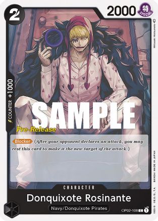 Donquixote Rosinante (OP02-108) - Paramount War Pre-Release Cards | Grognard Games