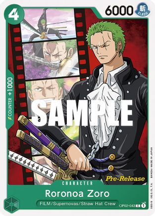 Roronoa Zoro (OP02-043) - Paramount War Pre-Release Cards | Grognard Games