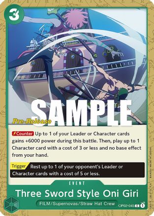 Three Sword Style Oni Giri (OP02-045) - Paramount War Pre-Release Cards | Grognard Games