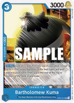 Bartholomew Kuma (OP02-057) - Paramount War Pre-Release Cards | Grognard Games