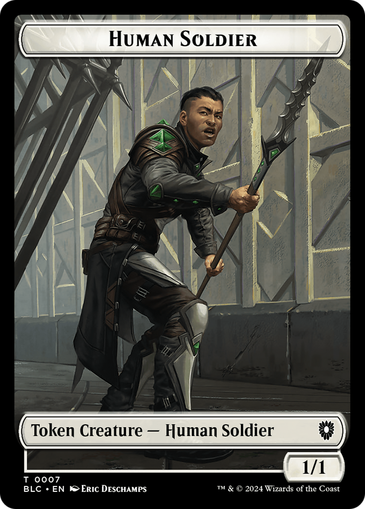 Human Soldier // Wolf (0035) Double-Sided Token (BLC-7 // 35) - Bloomburrow Commander Tokens | Grognard Games