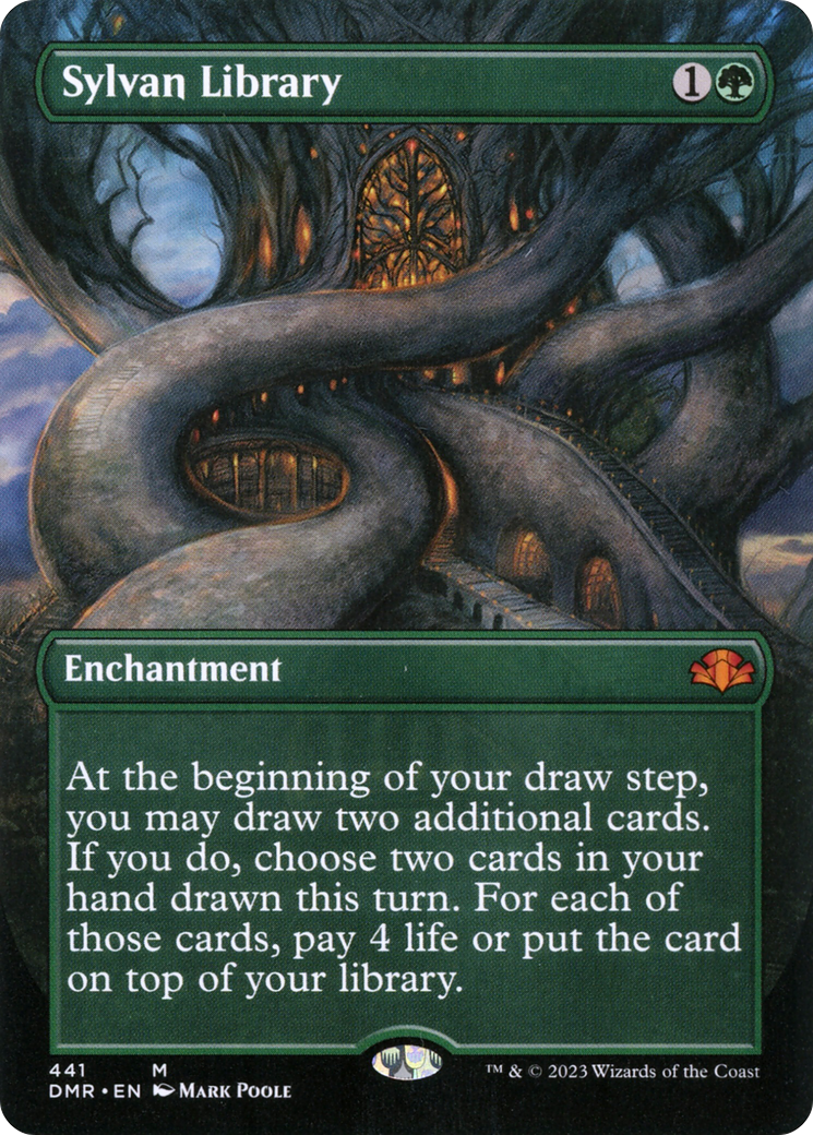 Sylvan Library (Borderless Alternate Art) [Dominaria Remastered] | Grognard Games
