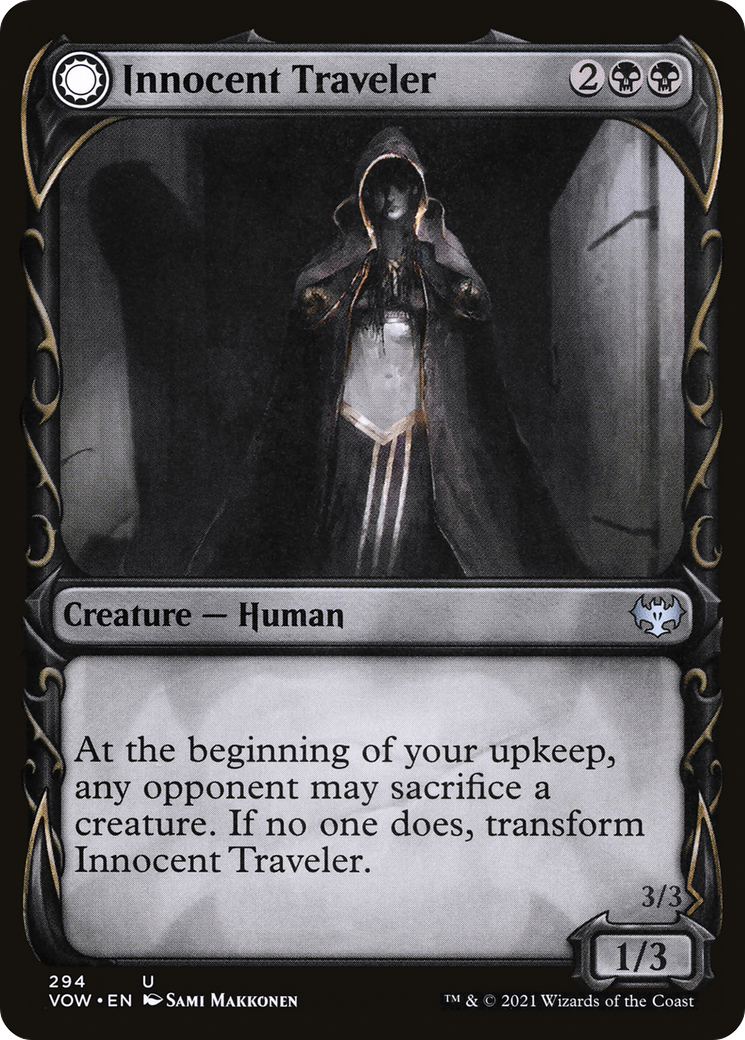 Innocent Traveler // Malicious Invader (Showcase Fang Frame) [Innistrad: Crimson Vow] | Grognard Games