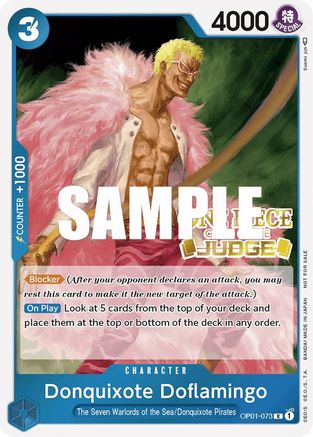 Donquixote Doflamingo (Judge) (OP01-073) - One Piece Promotion Cards Foil | Grognard Games
