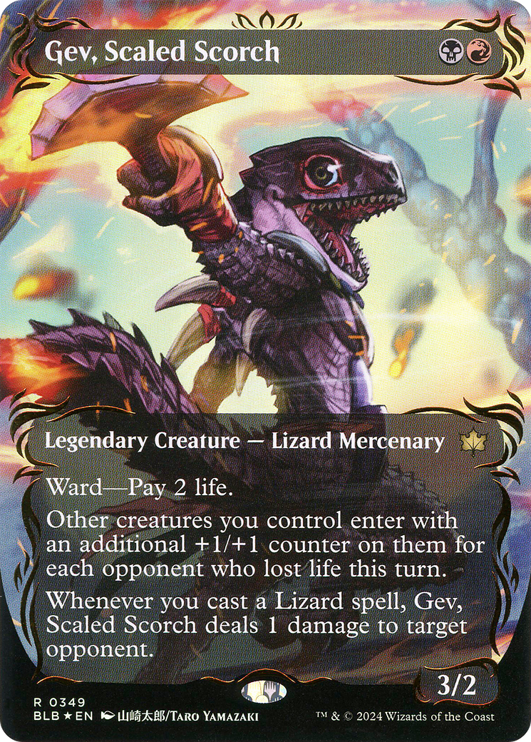 Gev, Scaled Scorch (Borderless) (Raised Foil) [Bloomburrow] | Grognard Games