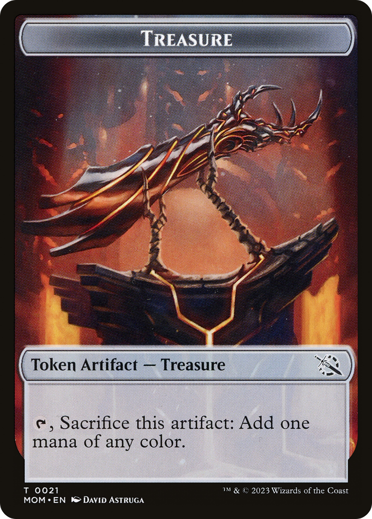 Treasure (21) // Teferi Akosa of Zhalfir Emblem Double-Sided Token [March of the Machine Tokens] | Grognard Games