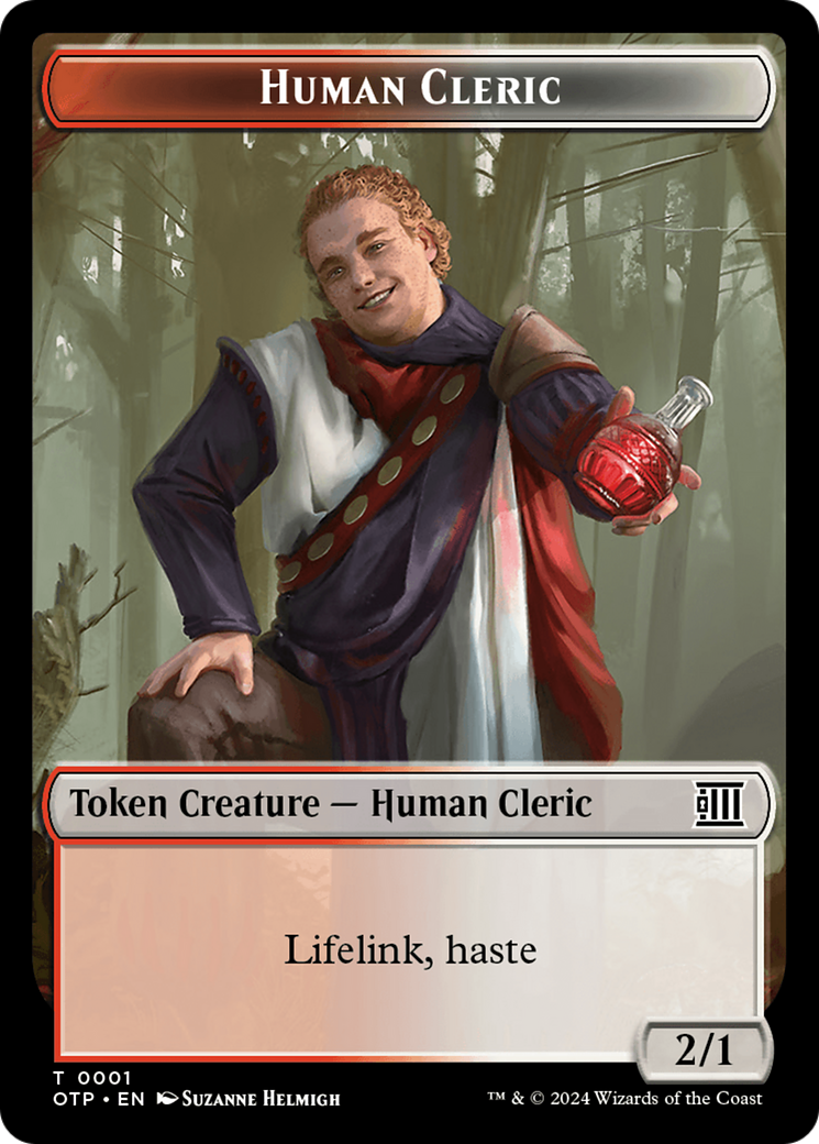 Human Cleric // Plot Double-Sided Token [Outlaws of Thunder Junction: Breaking News Tokens] | Grognard Games