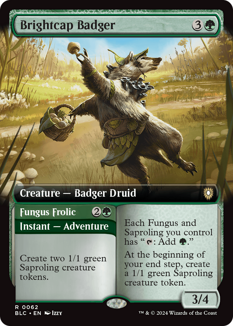 Brightcap Badger // Fungus Frolic (Extended Art) [Bloomburrow Commander] | Grognard Games