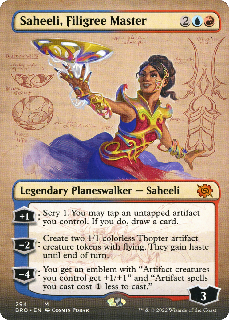 Saheeli, Filigree Master (Borderless Alternate Art) [The Brothers' War] | Grognard Games
