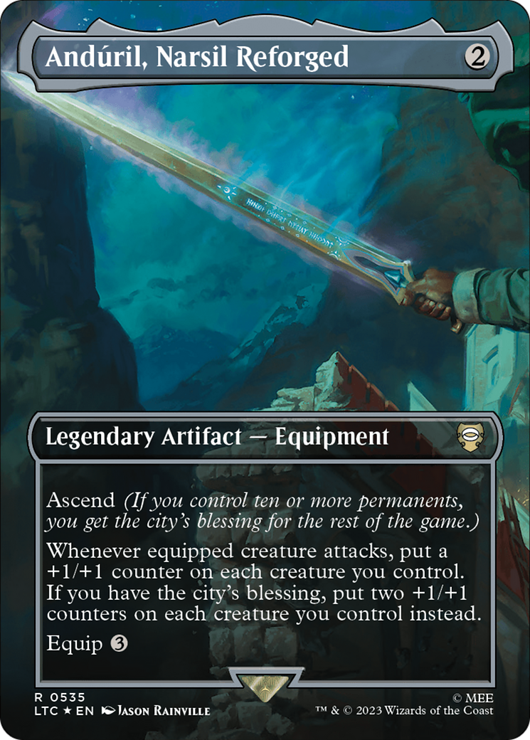 Anduril, Narsil Reforged (Borderless) (Surge Foil) [The Lord of the Rings: Tales of Middle-Earth Commander] | Grognard Games