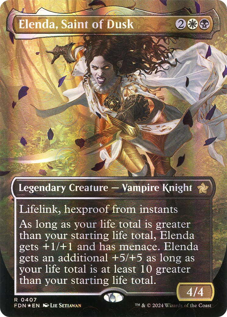 Elenda, Saint of Dusk (Borderless) (Mana Foil) [Foundations] | Grognard Games