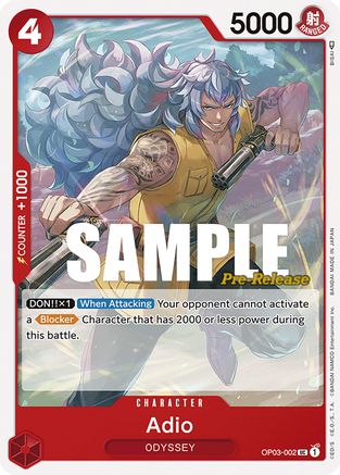 Adio (OP03-002) - Pillars of Strength Pre-Release Cards | Grognard Games