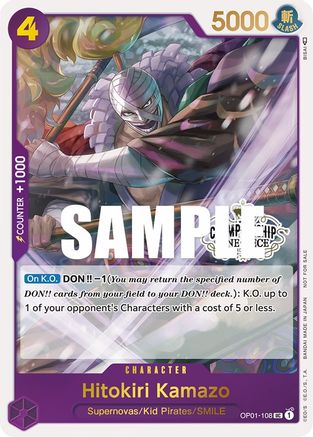 Hitokiri Kamazo (Store Championship Participation Pack) (OP01-108) - One Piece Promotion Cards Foil | Grognard Games