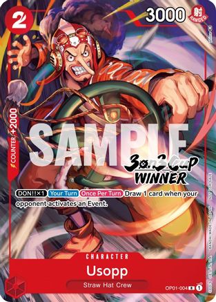 Usopp (3-on-3 Cup) [Winner] (OP01-004) - One Piece Promotion Cards | Grognard Games