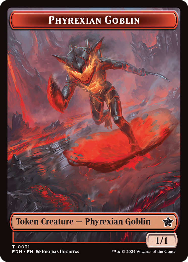 Cat (0027) // Phyrexian Goblin Double-Sided Token [Foundations Tokens] | Grognard Games