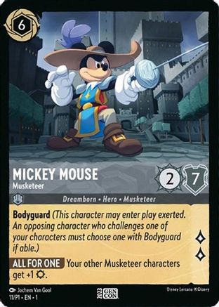 Mickey Mouse - Musketeer (GenCon 2023) (11/P1) [Promo Cards] | Grognard Games