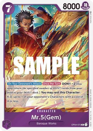 Mr.5 (Gem) (OP04-072) - Kingdoms of Intrigue Foil | Grognard Games