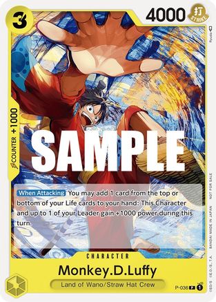 Monkey.D.Luffy (Pre-Release Tournament) (P-036) - One Piece Promotion Cards | Grognard Games