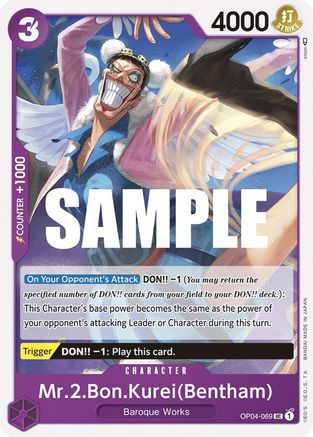 Mr.2.Bon.Kurei (Bentham) (OP04-069) - Kingdoms of Intrigue | Grognard Games