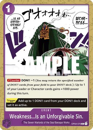 Weakness...Is an Unforgivable Sin. (OP04-076) - Kingdoms of Intrigue | Grognard Games