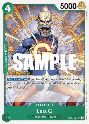 Lao.G (OP04-034) - Kingdoms of Intrigue Pre-Release Cards | Grognard Games