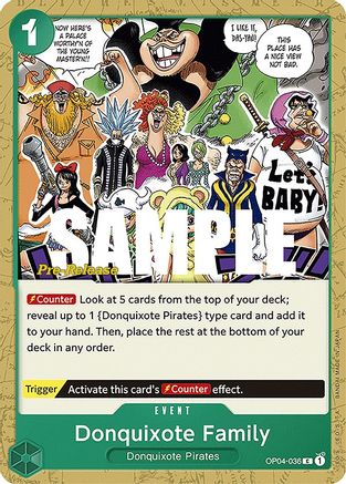 Donquixote Family (OP04-036) - Kingdoms of Intrigue Pre-Release Cards | Grognard Games