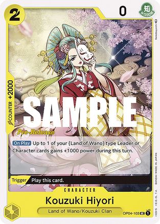 Kouzuki Hiyori (OP04-103) - Kingdoms of Intrigue Pre-Release Cards | Grognard Games