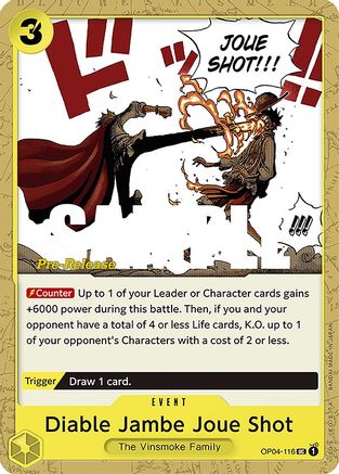 Diable Jambe Joue Shot (OP04-116) - Kingdoms of Intrigue Pre-Release Cards | Grognard Games