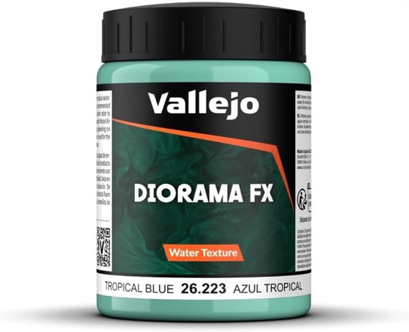 26.223- Vallejo- Diorama FX- Acrylic Water Texture 200 ml Tropical Blue | Grognard Games