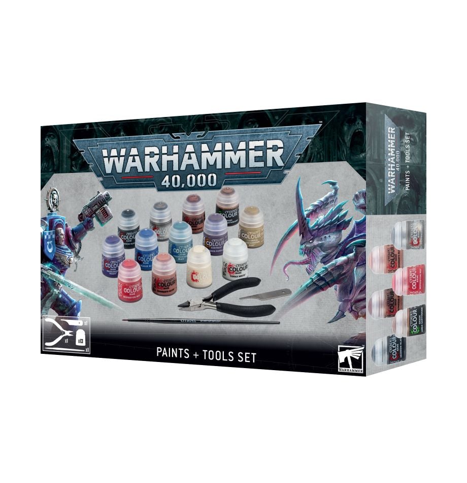 Warhammer 40,000: Paints + Tools Set | Grognard Games