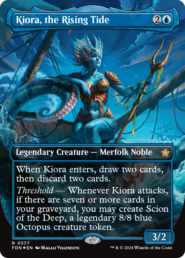 Kiora, the Rising Tide (Borderless) (Mana Foil) [Foundations] | Grognard Games