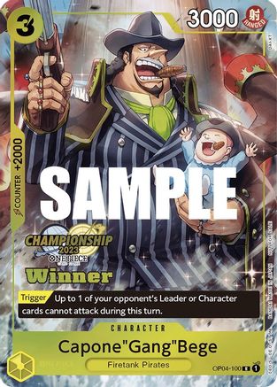 Capone"Gang"Bege (CS 2023 Top Players Pack) [Winner] (OP04-100) - One Piece Promotion Cards Foil | Grognard Games