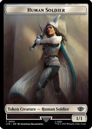 Human Soldier (0014) // Food (0024) Double-Sided Token (Surge Foil) (LTR-14 // 24) - The Lord of the Rings: Tales of Middle-earth Foil | Grognard Games