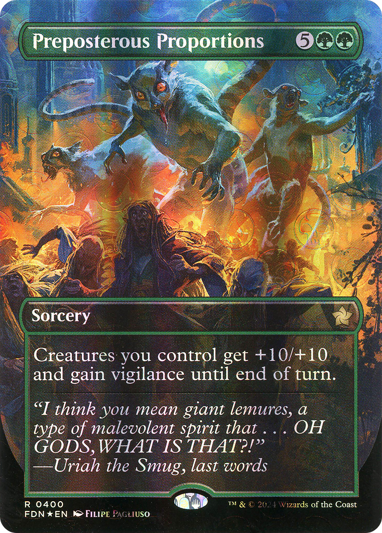 Preposterous Proportions (Borderless) (Mana Foil) [Foundations] | Grognard Games