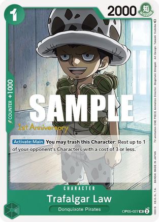 Trafalgar Law (027) (OP05-027) - Awakening of the New Era: 1st Anniversary Tournament Cards | Grognard Games