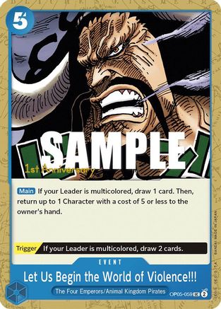 Let Us Begin the World of Violence!! (OP05-059) - Awakening of the New Era: 1st Anniversary Tournament Cards | Grognard Games