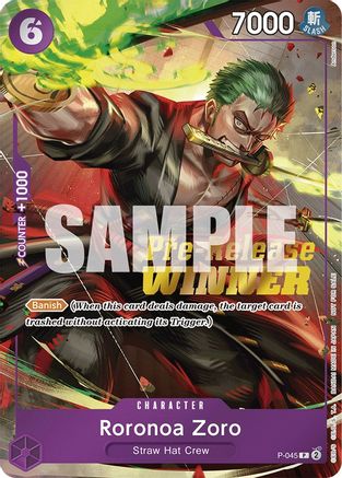 Roronoa Zoro (OP-06 Pre-Release Tournament) [Winner] (P-045) - One Piece Promotion Cards Foil | Grognard Games