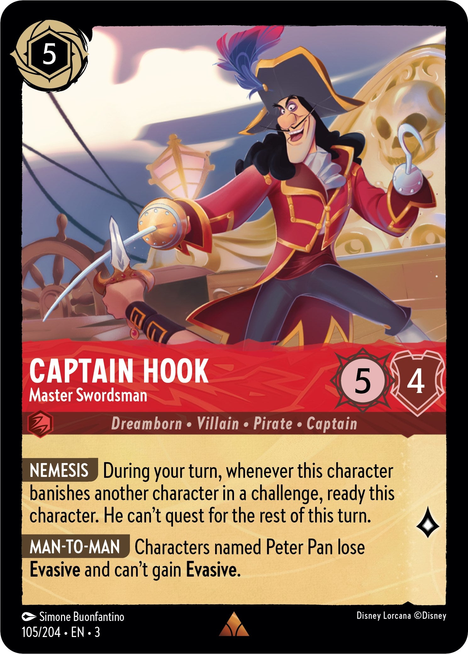 Captain Hook - Master Swordsman (105/204) [Into the Inklands] | Grognard Games